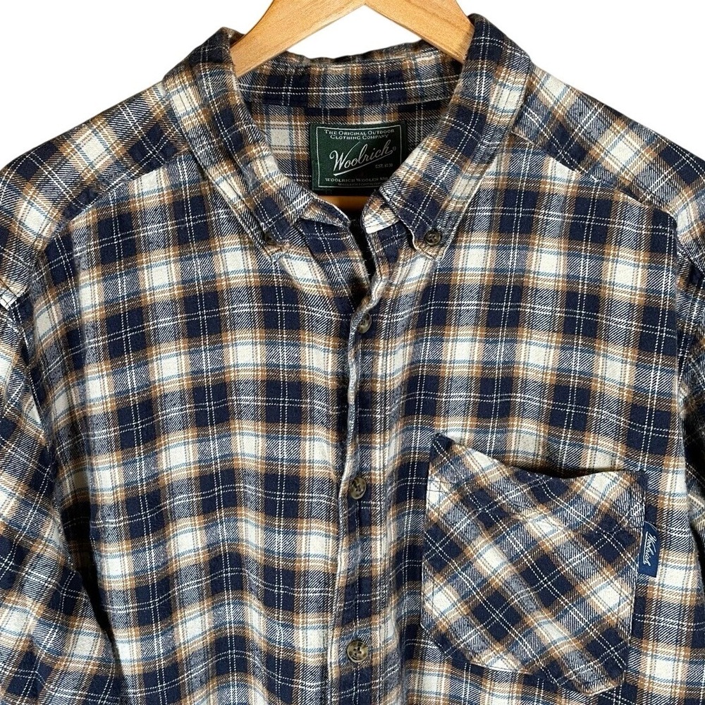 Woolrich Mens Size XL Long Sleeve Flannel Shirt Button‎ Up Plaid Outdoor Cabin